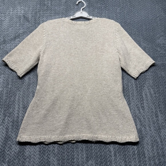 VTG Marisa Christina Button Front Cardigan Sweater M Lambswool Blend Beige Cozy‎ - Picture 3 of 7